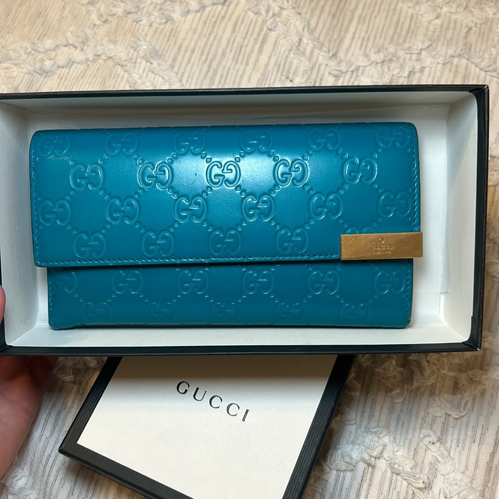 Blue Gucci Logo Wallet